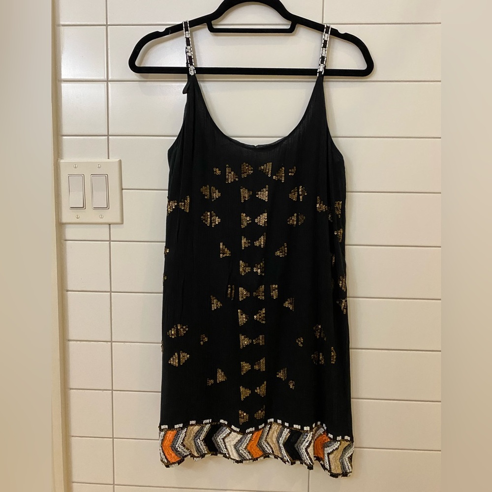 Free People - Black Sequin Mini Dress - M